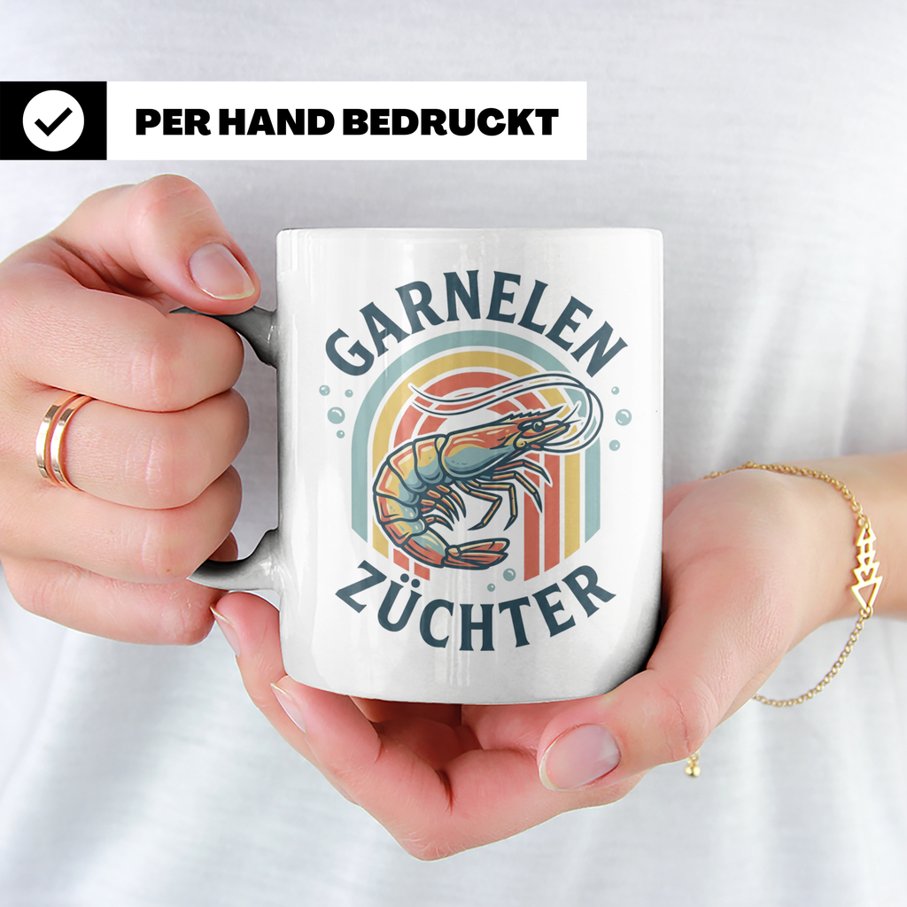 Garnelen Züchter Tasse Retro, Geschenk für Aquarianer & Shri – Weiß [farbe:weiß]