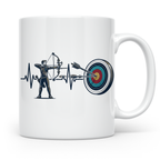 Bogenschießen Tasse Herzschlag, Bogenschütze mit Pfeil und B – Weiß [farbe:weiß]