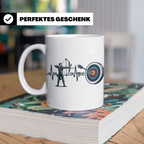 Bogenschießen Tasse Herzschlag, Bogenschütze mit Pfeil und B – Weiß [farbe:weiß]