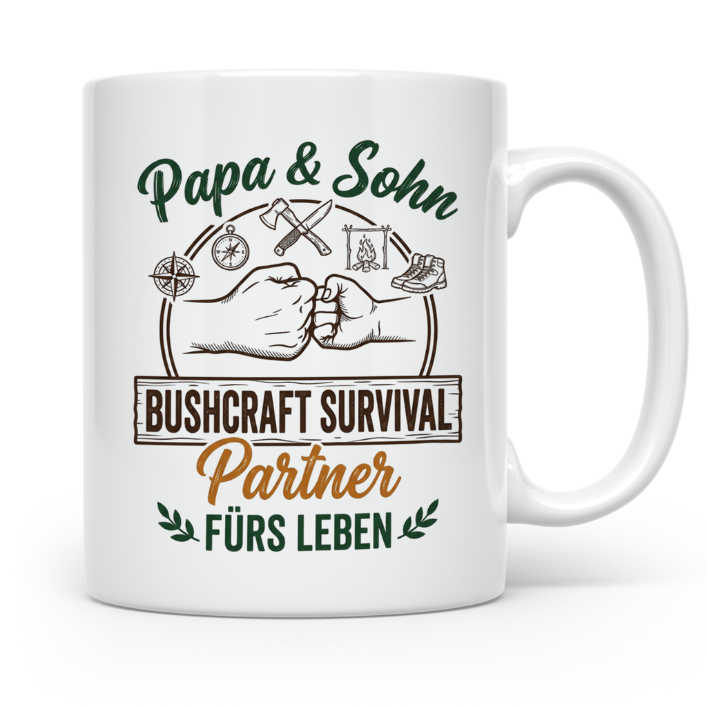 Papa & Sohn Bushcraft Tasse, Survival Partner fürs Leben, Ou – Weiß [farbe:weiß]
