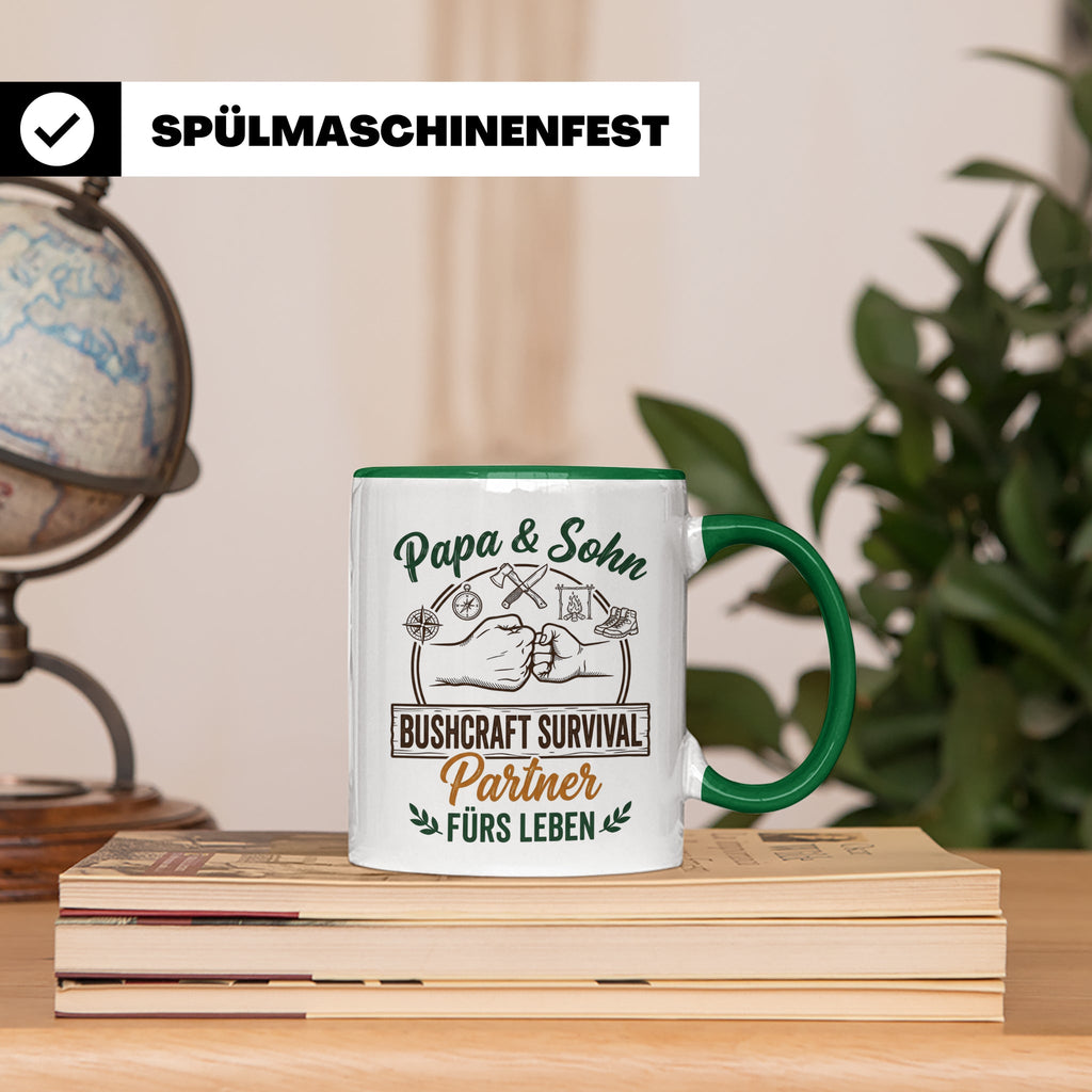 Papa & Sohn Bushcraft Tasse, Survival Partner fürs Leben, Ou – Grün [farbe:grün]