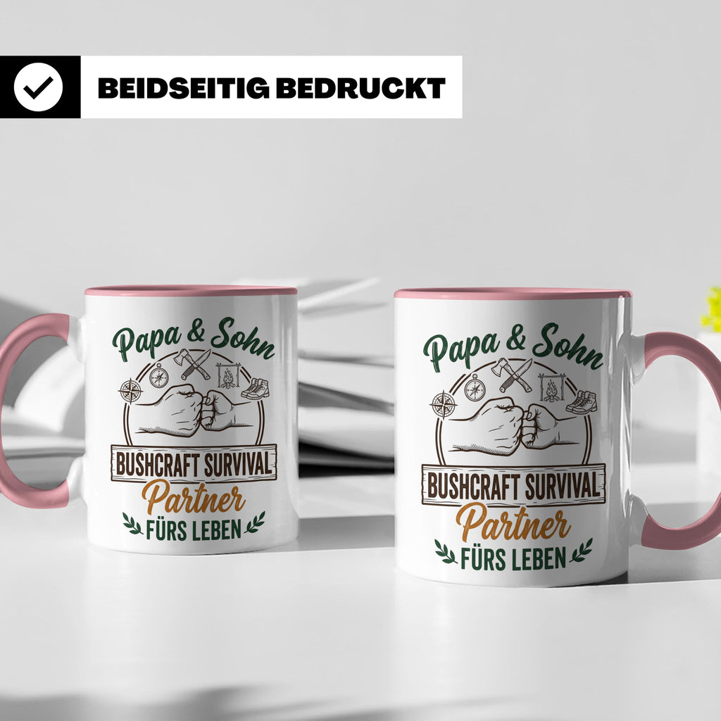 Papa & Sohn Bushcraft Tasse, Survival Partner fürs Leben, Ou – Rosa [farbe:rosa]