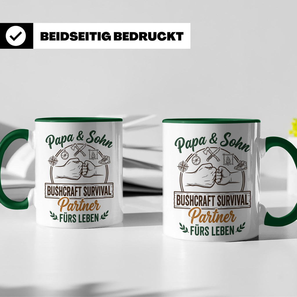 Papa & Sohn Bushcraft Tasse, Survival Partner fürs Leben, Ou – Grün [farbe:grün]