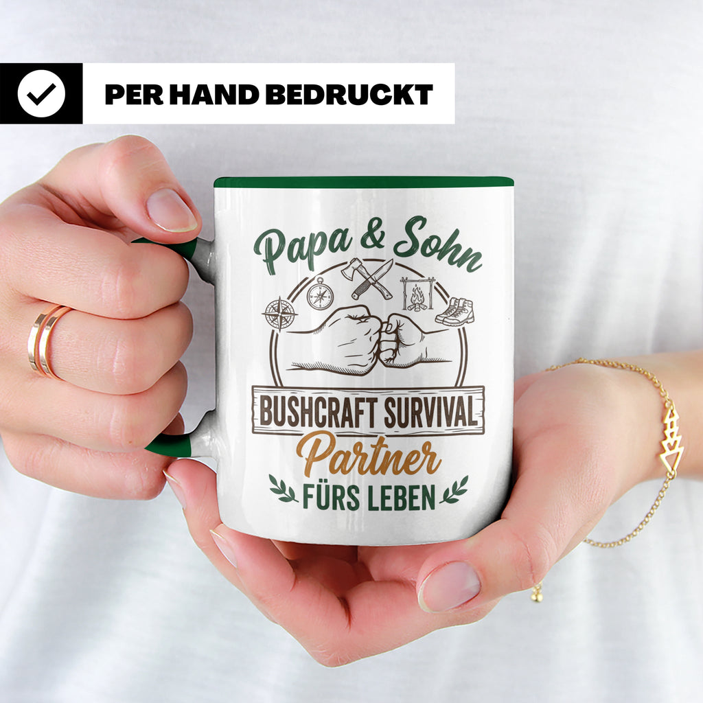 Papa & Sohn Bushcraft Tasse, Survival Partner fürs Leben, Ou – Grün [farbe:grün]