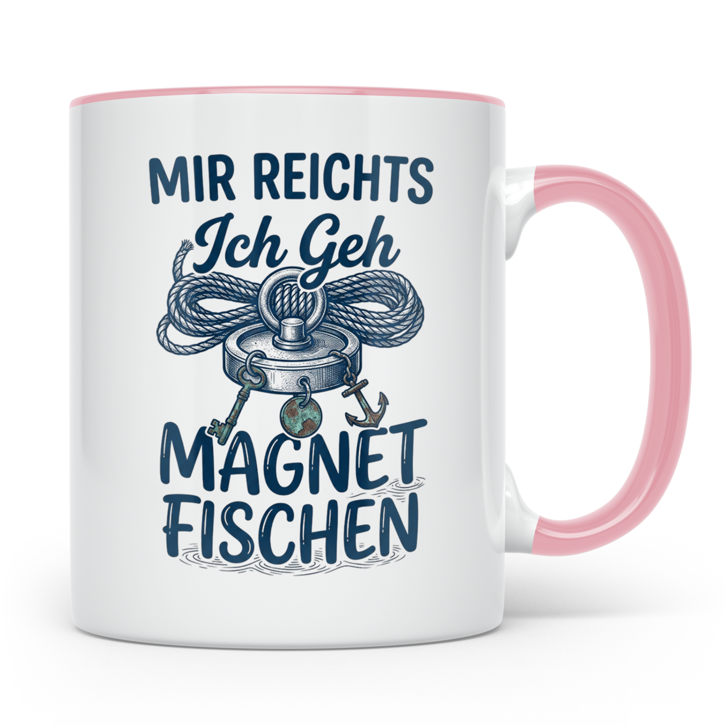 Magnetfischen Tasse mit Spruch 'Mir reichts Ich geh Magnetfi – Rosa [farbe:rosa]