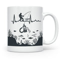 Magnetfischer Tasse mit Herzschlag für Angler, Sondengänger  – Weiß [farbe:weiß]