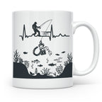 Magnetfischer Tasse mit Herzschlag für Angler, Sondengänger  – Weiß [farbe:weiß]