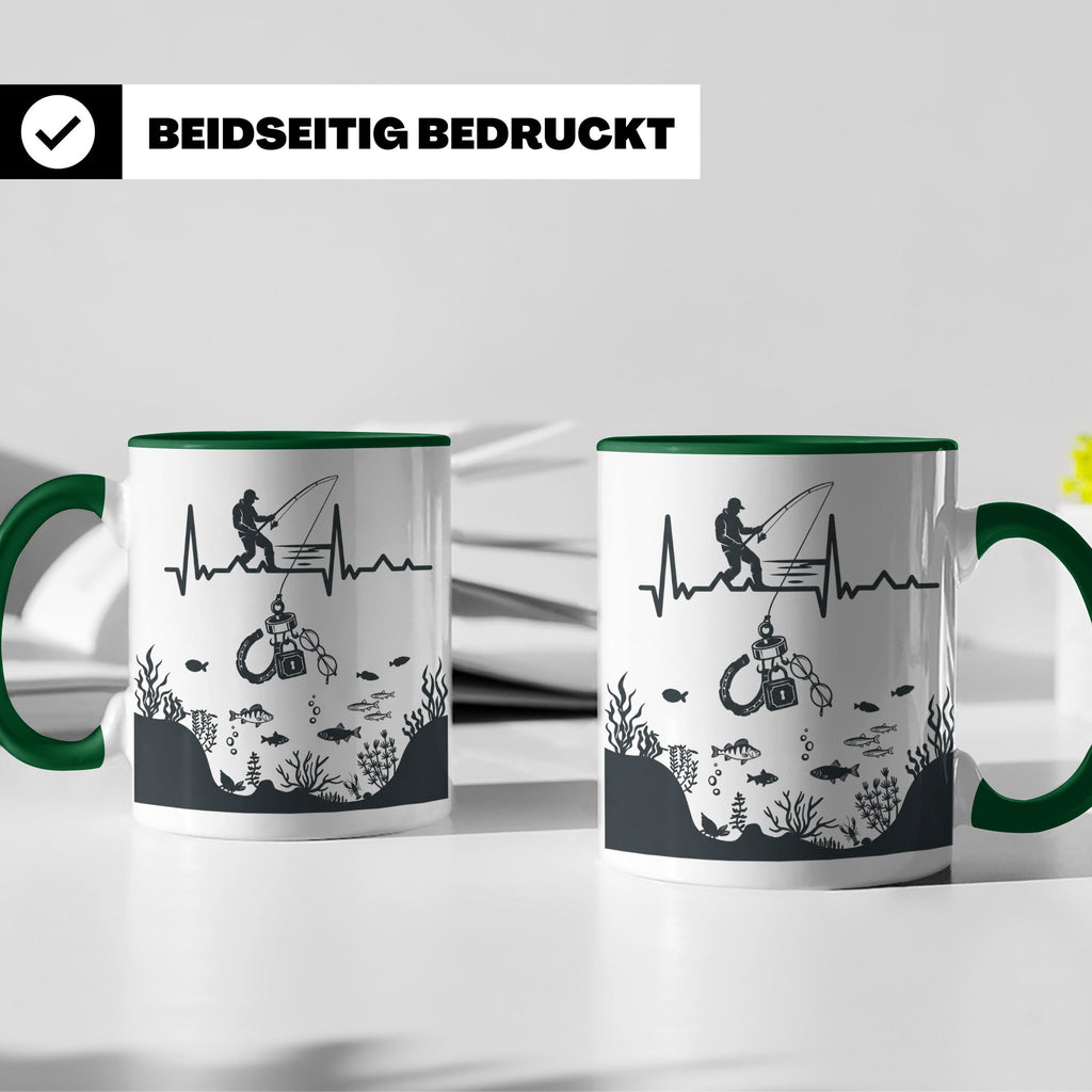Magnetfischer Tasse mit Herzschlag für Angler, Sondengänger  – Grün [farbe:grün]
