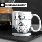 Magnetfischer Tasse mit Herzschlag für Angler, Sondengänger  – Weiß [farbe:weiß]