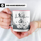 Magnetfischer Tasse mit Herzschlag für Angler, Sondengänger  – Rosa [farbe:rosa]