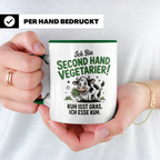 Second Hand Vegetarier Tasse | Lustige Kuh Sprüche Geschenkidee für Fleischesser | Ironie Sarkasmus Kuhliebhaber | Kuh isst Gras | Witzige B