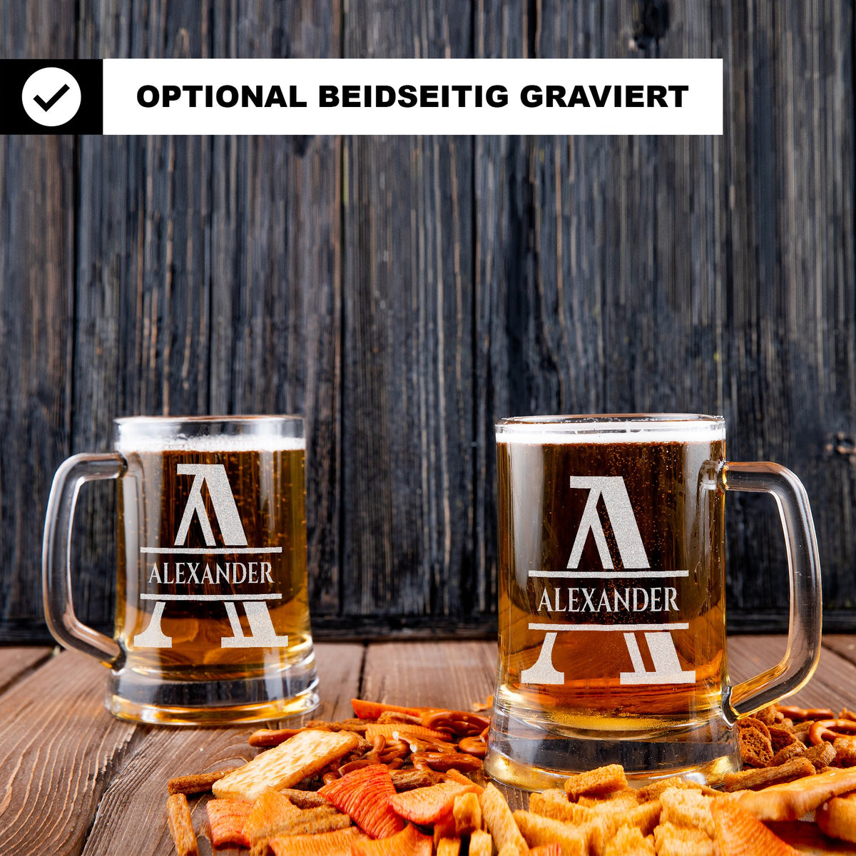 Personalisiertes Bierkrug mit Monogramm – Elegantes Geschenk für Männer, Monogramm A Bierkrug für Besten Freund, Ideal für Geburtstagsgeschenke