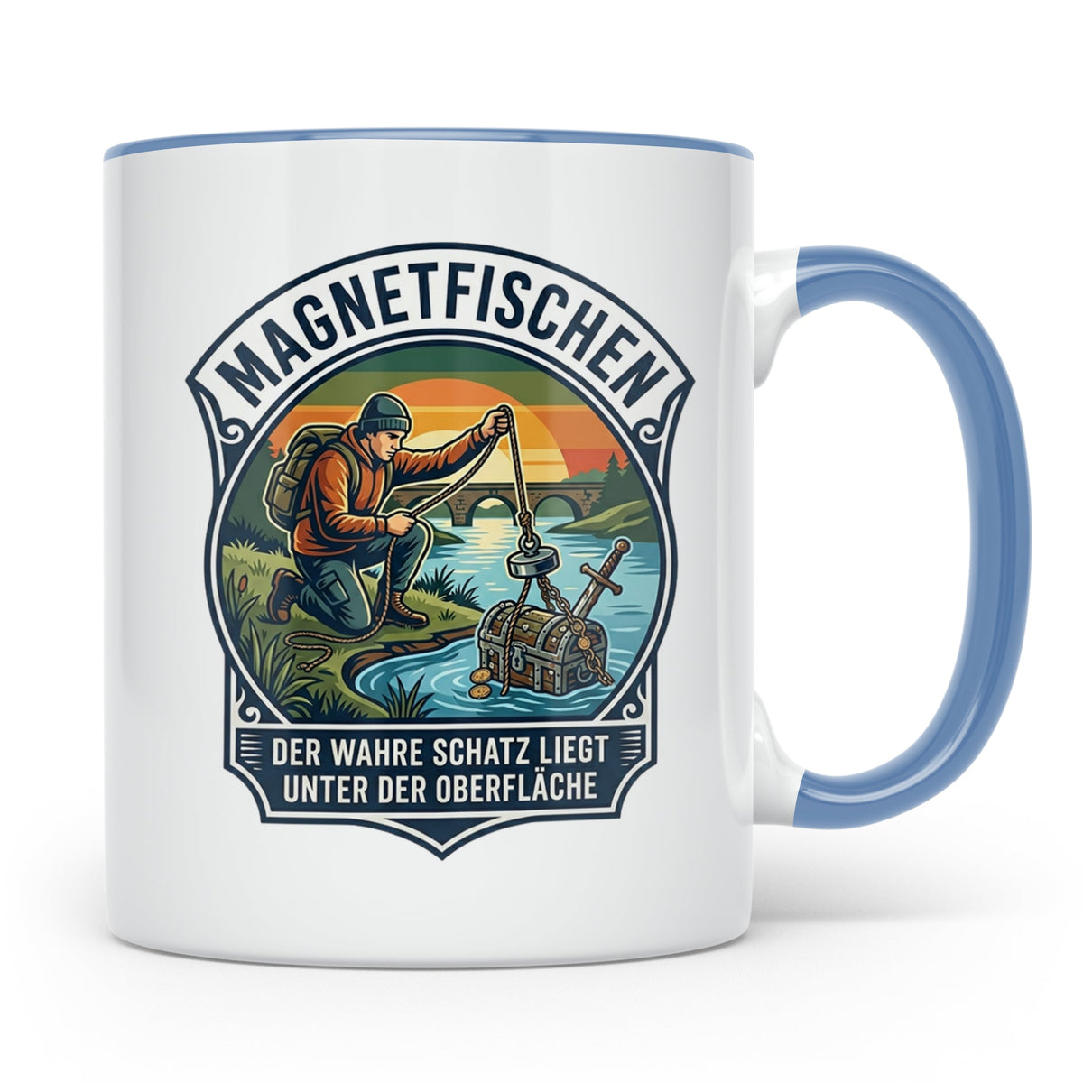 Magnetfischen Tasse mit Spruch Der wahre Schatz liegt unter  – Blau [farbe:blau]