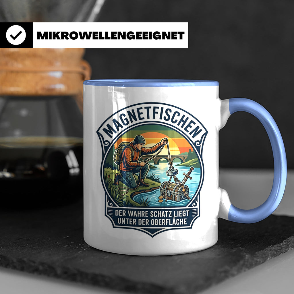 Magnetfischen Tasse mit Spruch Der wahre Schatz liegt unter  – Blau [farbe:blau]
