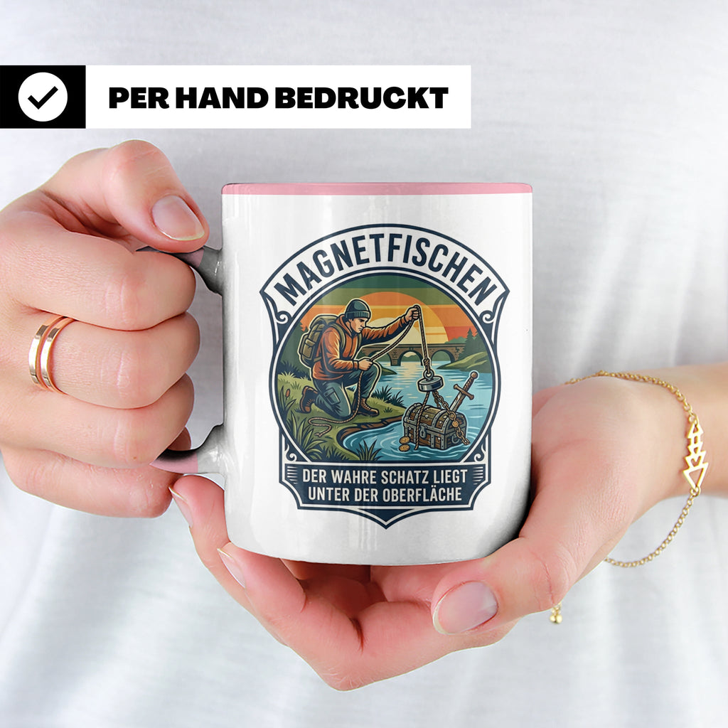Magnetfischen Tasse mit Spruch Der wahre Schatz liegt unter  – Rosa [farbe:rosa]