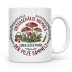 Pilzsammler Tasse mit Spruch Alter Mann | Geschenk für Opa & – Weiß [farbe:weiß]