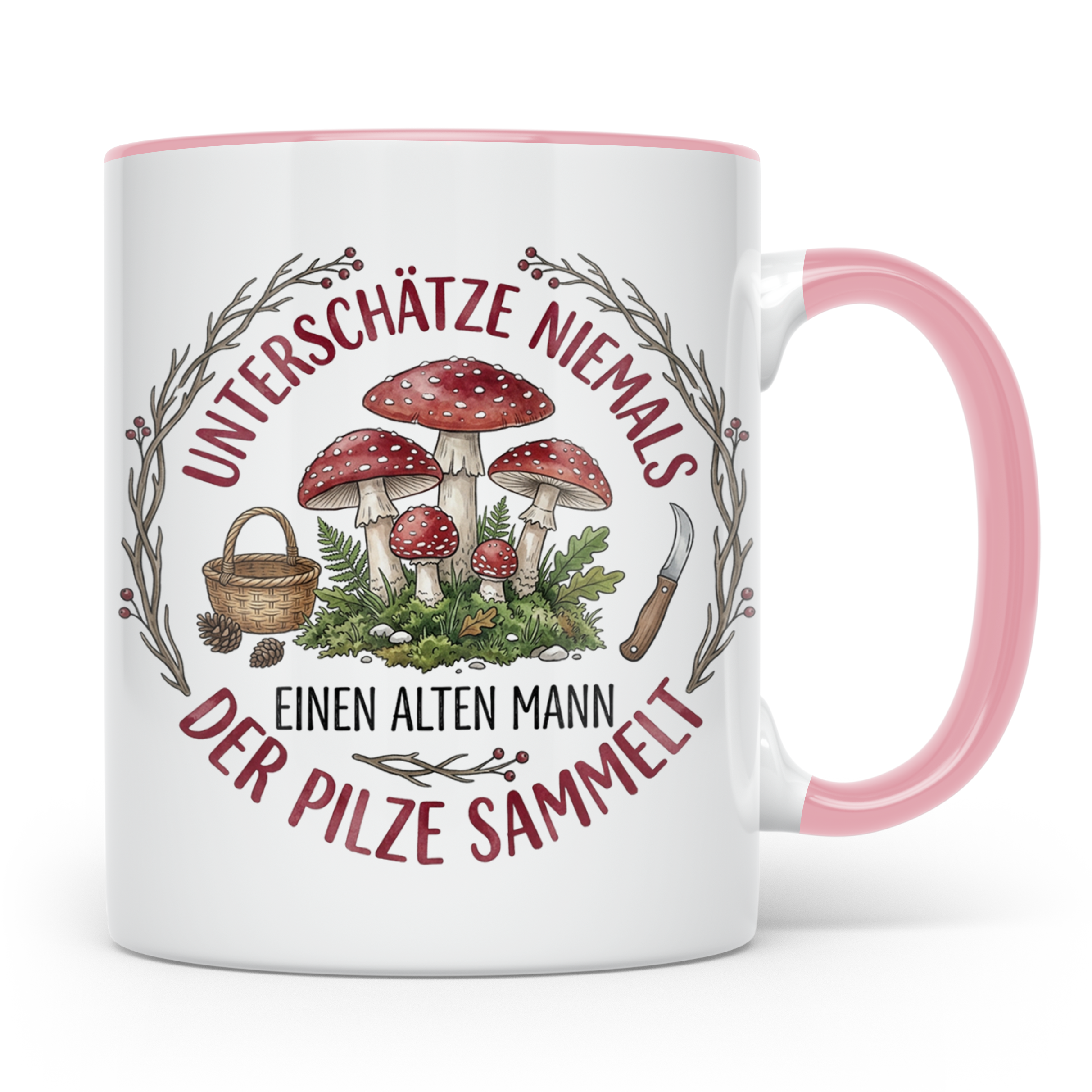 Pilzsammler Tasse mit Spruch Alter Mann | Geschenk für Opa & – Rosa [farbe:rosa]