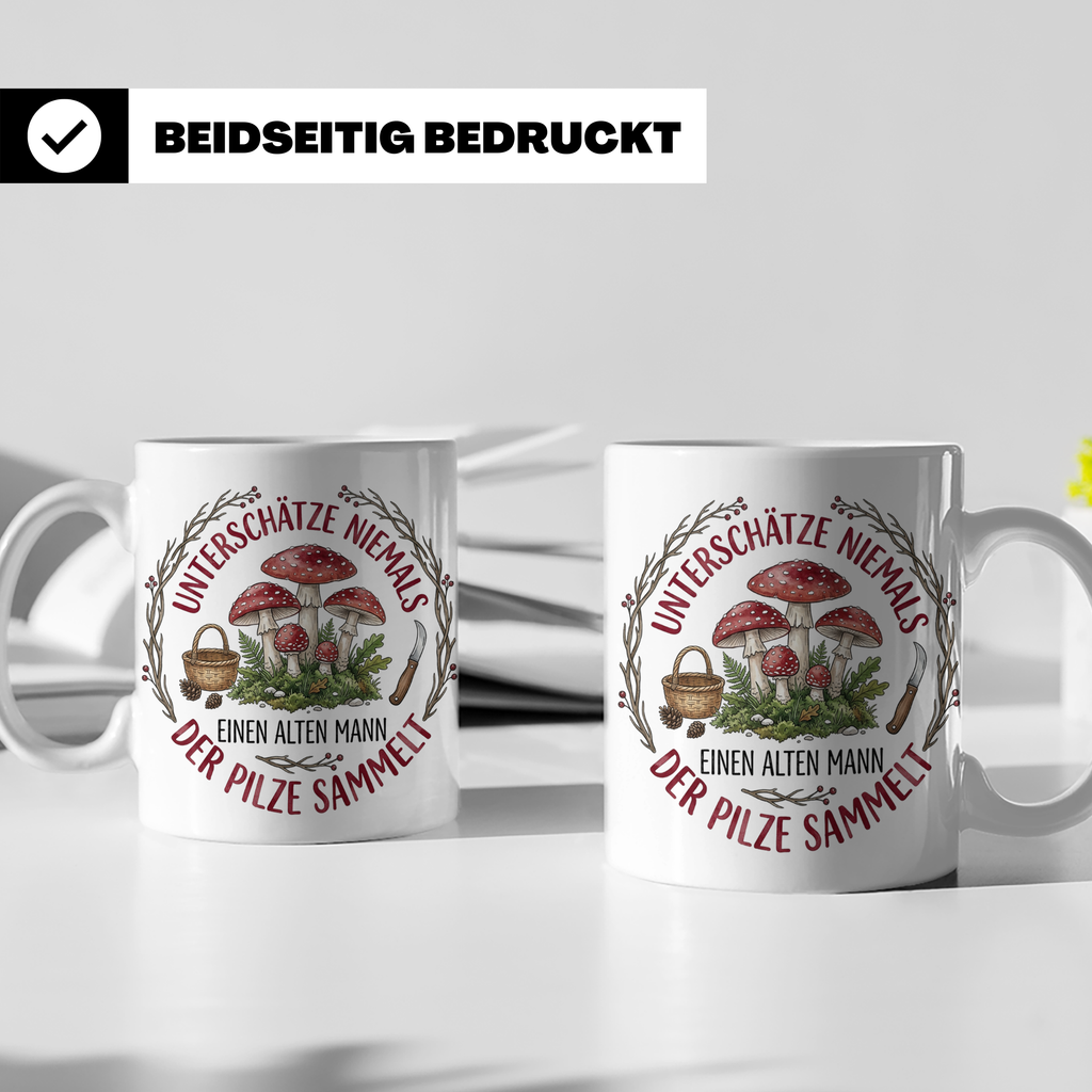 Pilzsammler Tasse mit Spruch Alter Mann | Geschenk für Opa & – Weiß [farbe:weiß]