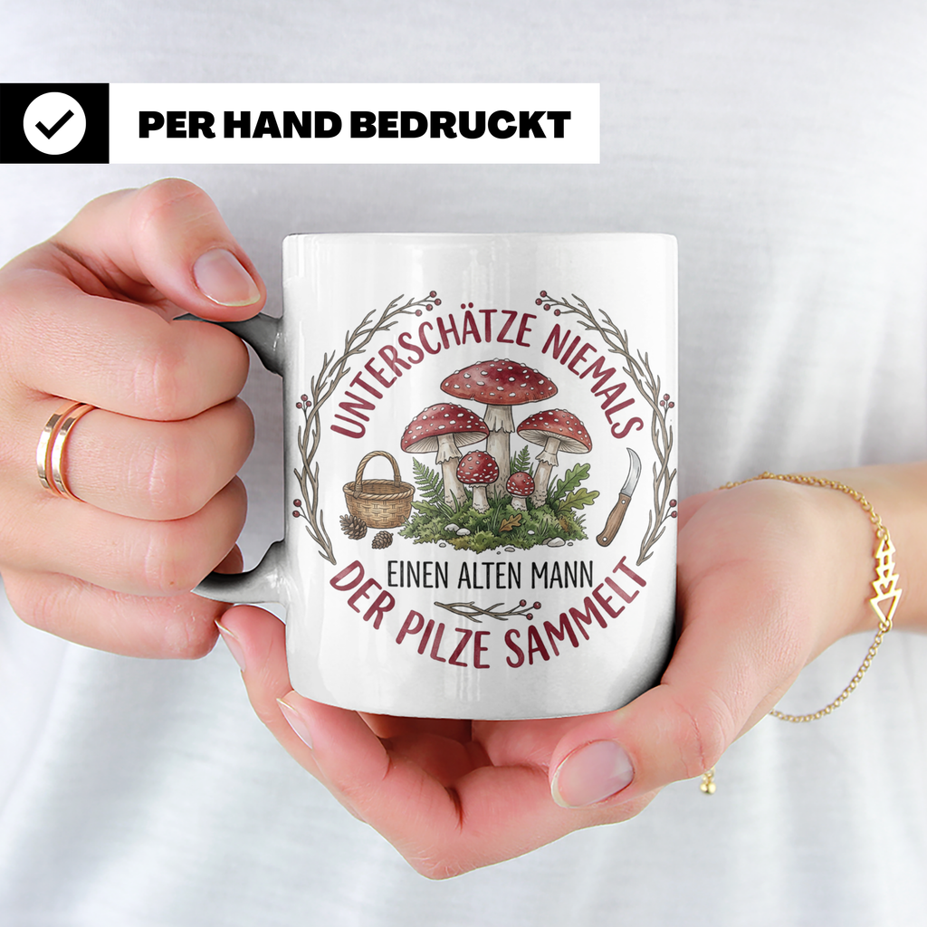 Pilzsammler Tasse mit Spruch Alter Mann | Geschenk für Opa & – Weiß [farbe:weiß]