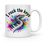 Pianist Tasse I Rock The Keys, Geschenk für Klavierspieler,  – Weiß [farbe:weiß]