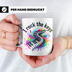 Pianist Tasse I Rock The Keys, Geschenk für Klavierspieler,  – Weiß [farbe:weiß]