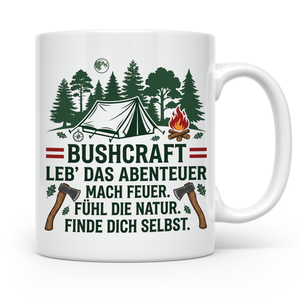 Bushcraft Tasse Österreich Leb' das Abenteuer Outdoor Surviv – Weiß [farbe:weiß]