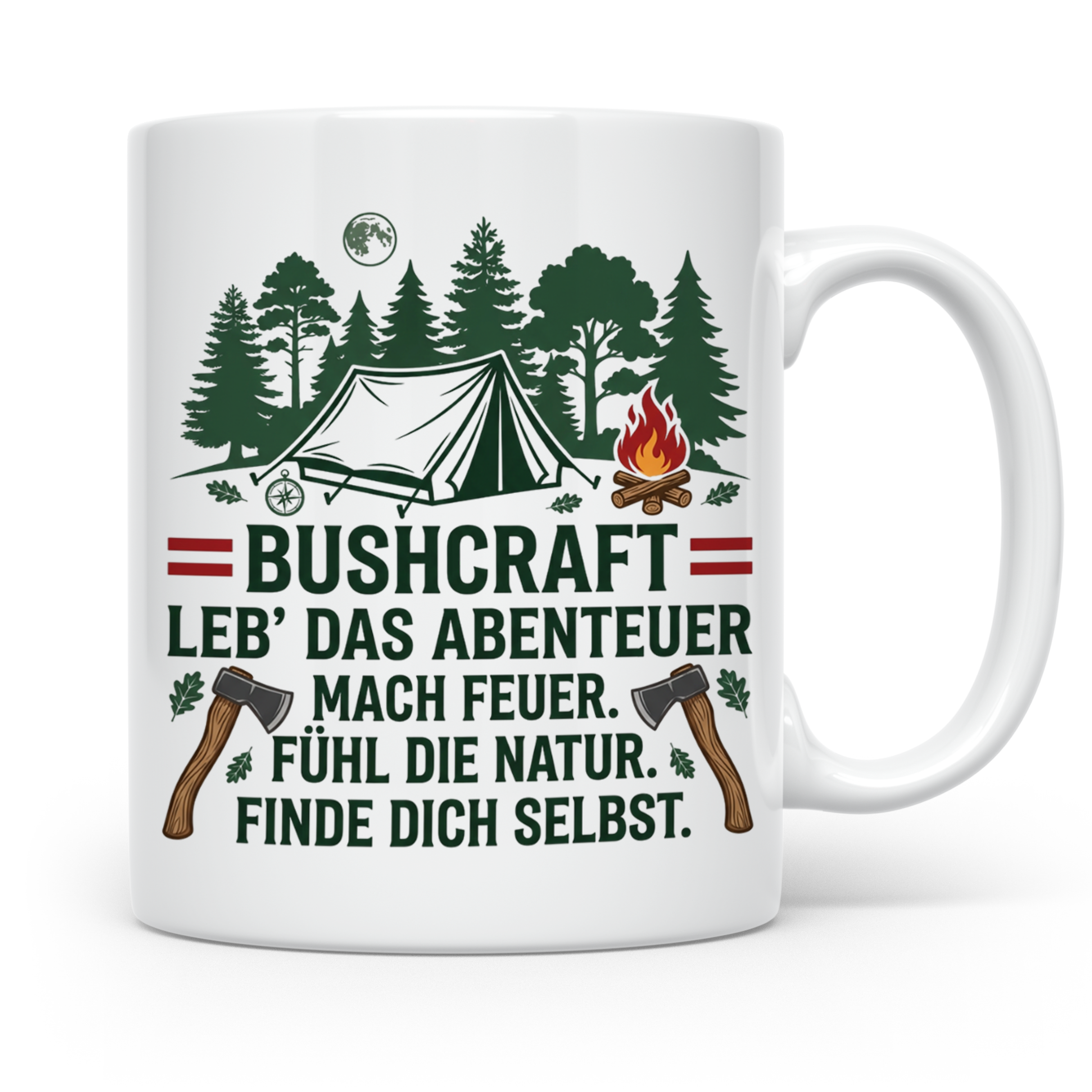 Bushcraft Tasse Österreich Leb' das Abenteuer Outdoor Surviv – Weiß [farbe:weiß]