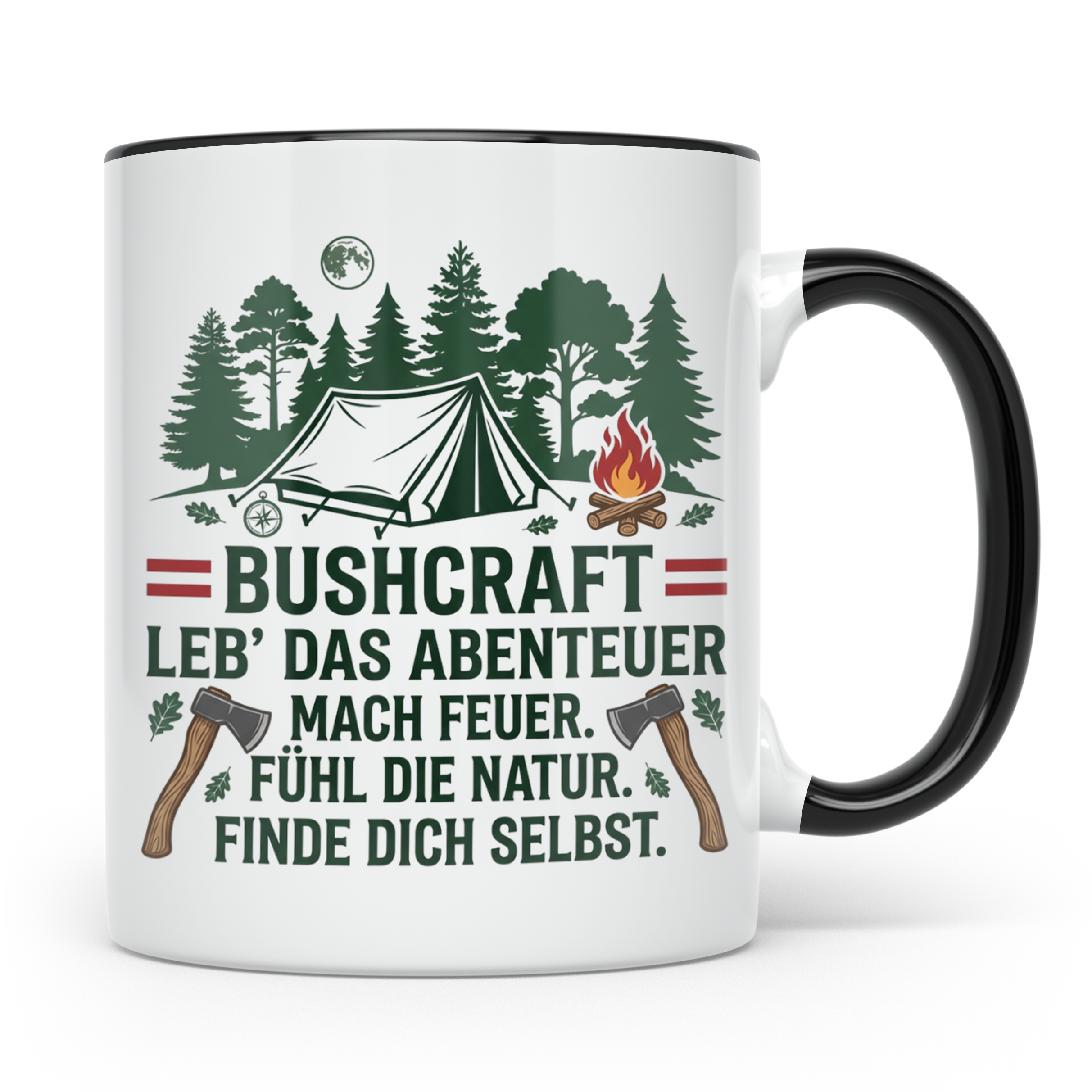 Bushcraft Tasse Österreich Leb' das Abenteuer Outdoor Surviv – Schwarz [farbe:schwarz]