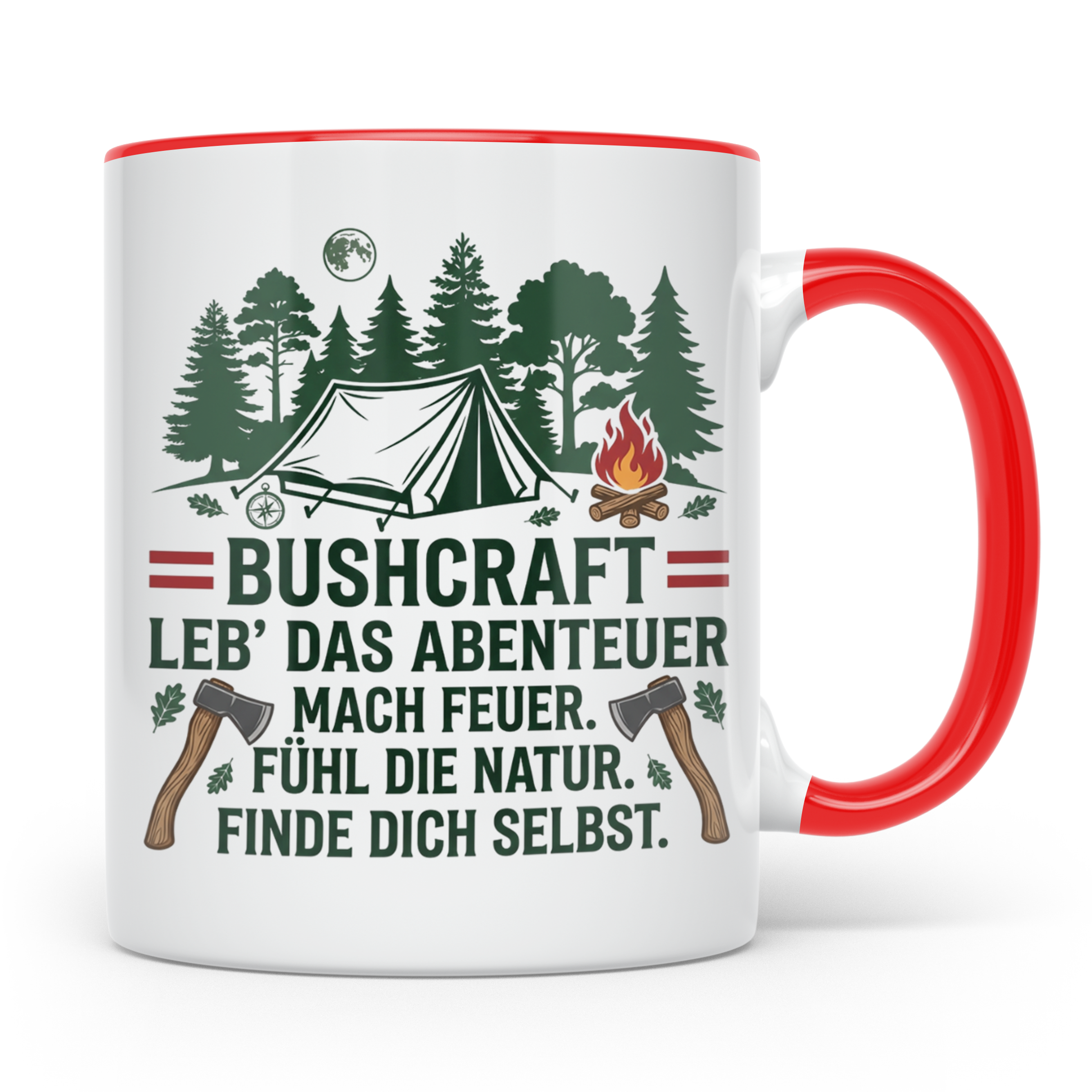 Bushcraft Tasse Österreich Leb' das Abenteuer Outdoor Surviv – Rot [farbe:rot]