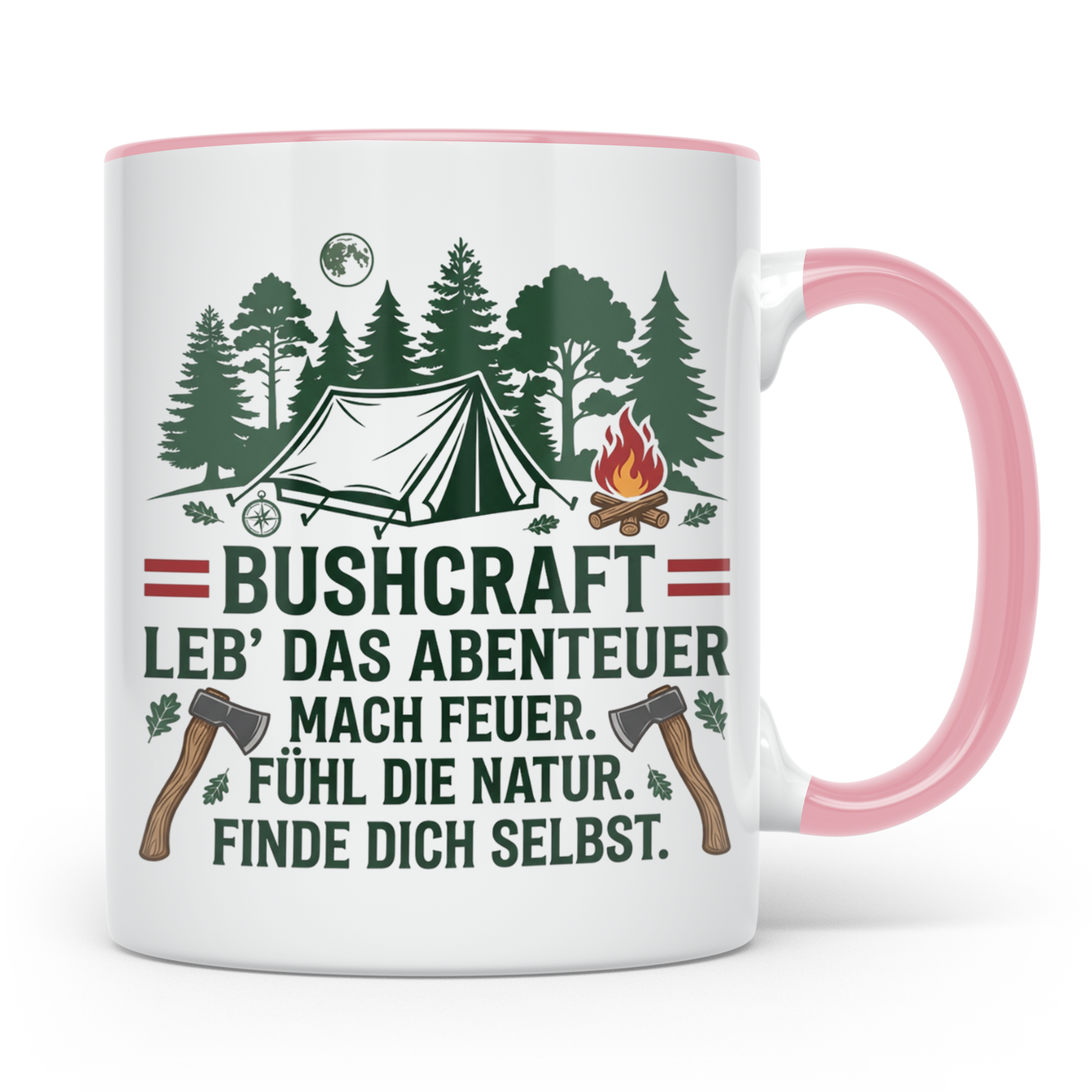 Bushcraft Tasse Österreich Leb' das Abenteuer Outdoor Surviv – Rosa [farbe:rosa]