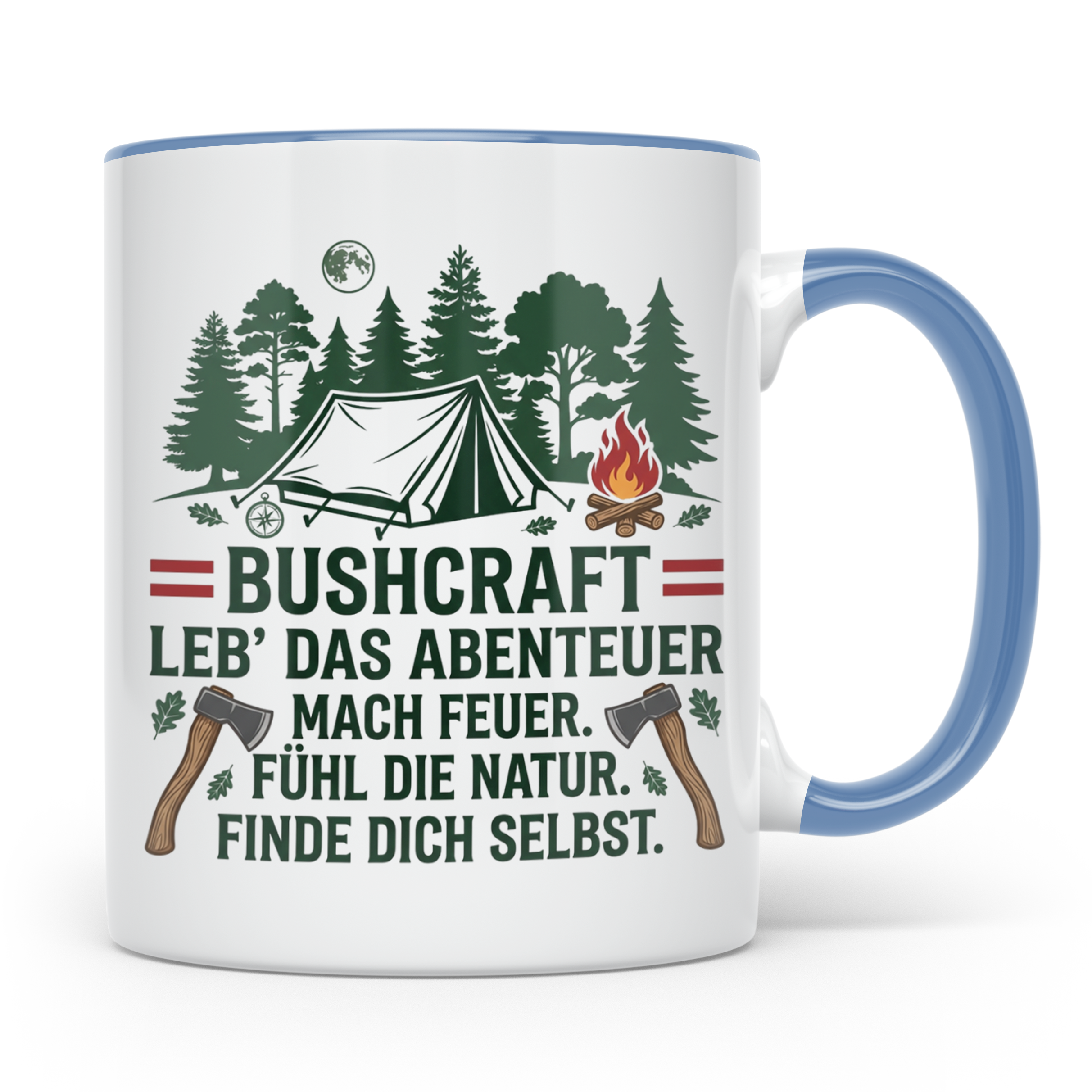 Bushcraft Tasse Österreich Leb' das Abenteuer Outdoor Surviv – Blau [farbe:blau]