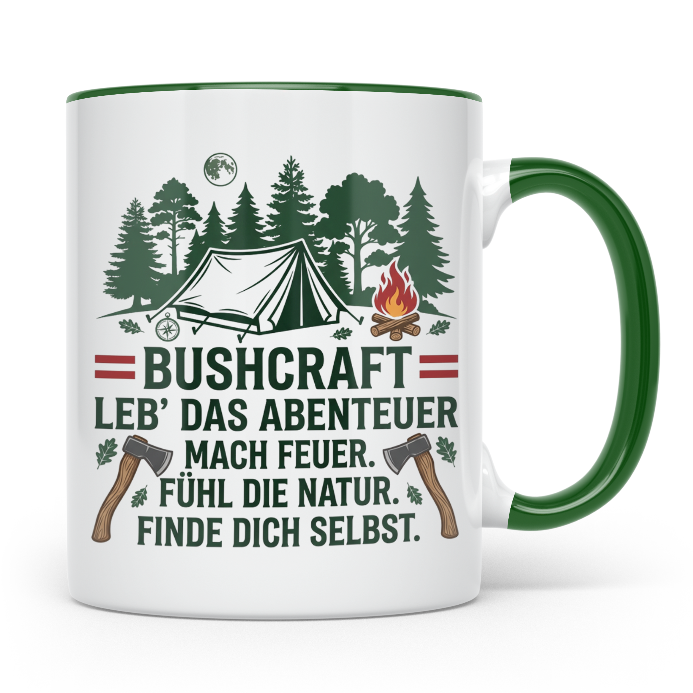 Bushcraft Tasse Österreich Leb' das Abenteuer Outdoor Surviv – Grün [farbe:grün]