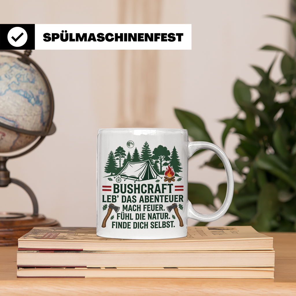 Bushcraft Tasse Österreich Leb' das Abenteuer Outdoor Surviv – Weiß [farbe:weiß]