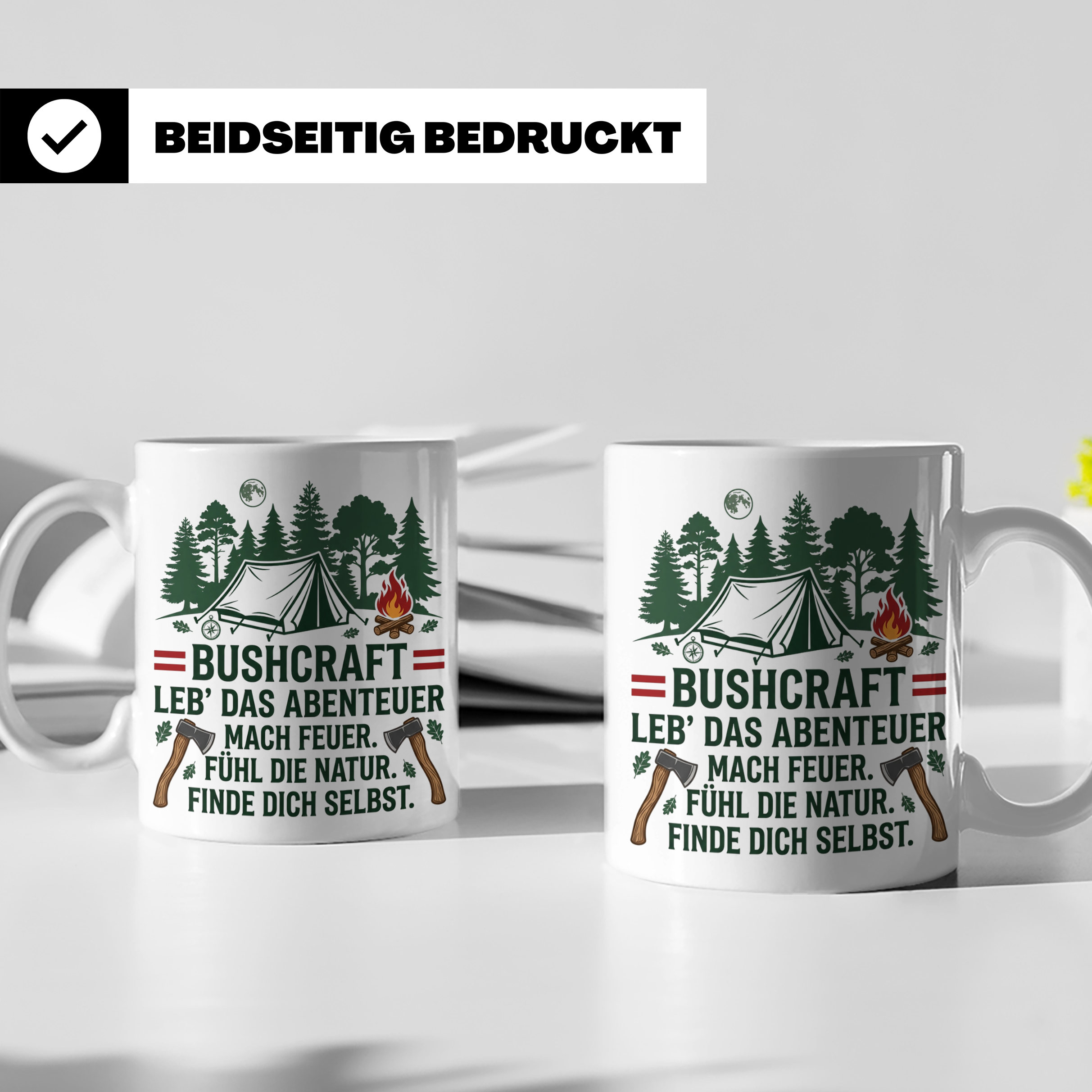 Bushcraft Tasse Österreich Leb' das Abenteuer Outdoor Surviv – Weiß [farbe:weiß]