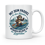 SUP Tasse mit Faultier Spruch "Mit dem Paddel in den Händen" – Weiß [farbe:weiß]