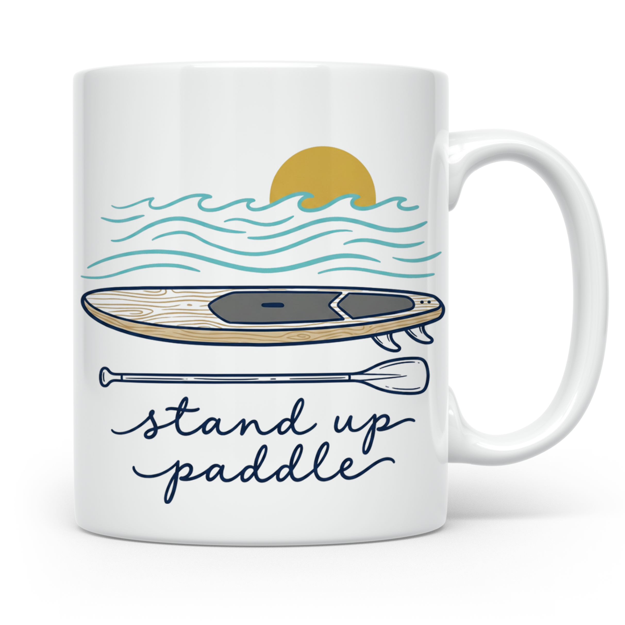 Stand Up Paddle Tasse mit SUP Board & Paddel, Kaffeetasse fü – Weiß [farbe:weiß]
