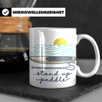 Stand Up Paddle Tasse mit SUP Board & Paddel, Kaffeetasse fü – Weiß [farbe:weiß]