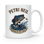 Petri Heil Tasse Angeln ist Geil, Geschenk für Angler, Fisch – Weiß [farbe:weiß]
