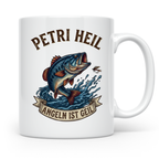 Petri Heil Tasse Angeln ist Geil, Geschenk für Angler, Fisch – Weiß [farbe:weiß]
