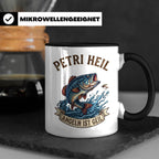 Petri Heil Tasse Angeln ist Geil, Geschenk für Angler, Fisch – Schwarz [farbe:schwarz]