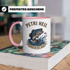 Petri Heil Tasse Angeln ist Geil, Geschenk für Angler, Fisch – Rosa [farbe:rosa]