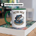 Petri Heil Tasse Angeln ist Geil, Geschenk für Angler, Fisch – Grün [farbe:grün]