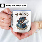 Petri Heil Tasse Angeln ist Geil, Geschenk für Angler, Fisch – Blau [farbe:blau]