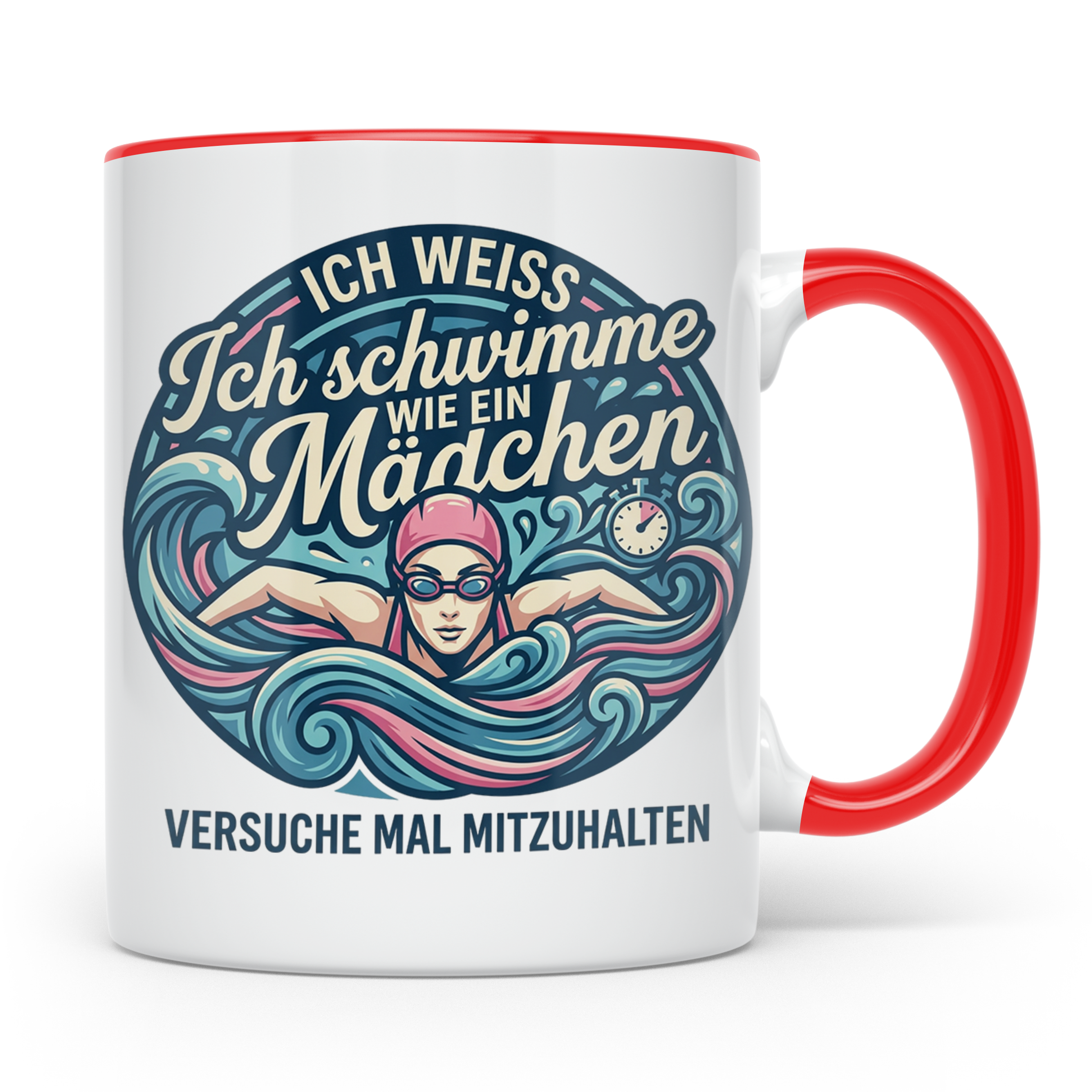 Tasse Schwimmerin mit Spruch Ich schwimme wie ein Mädchen Ge – Rot [farbe:rot]