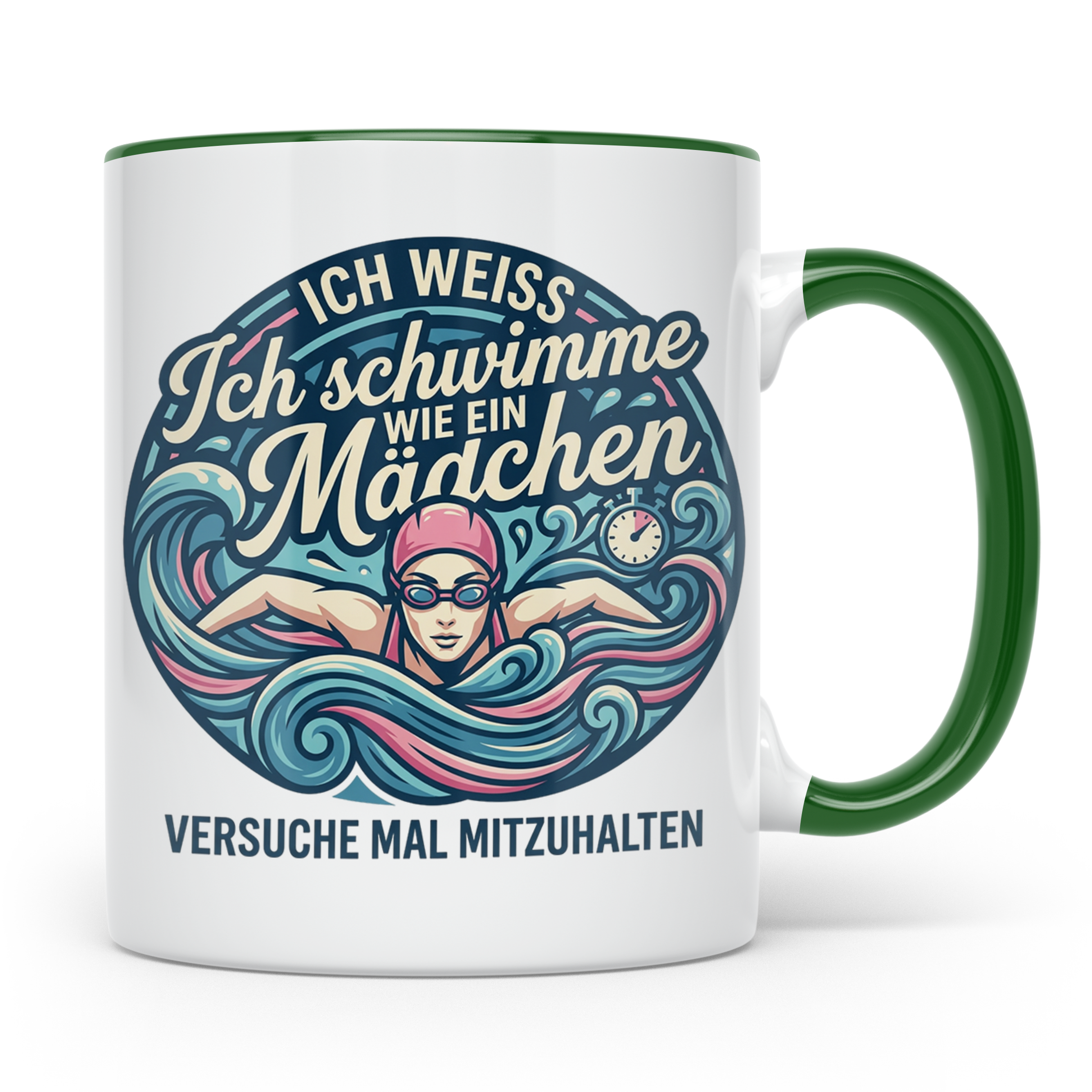 Tasse Schwimmerin mit Spruch Ich schwimme wie ein Mädchen Ge – Grün [farbe:grün]