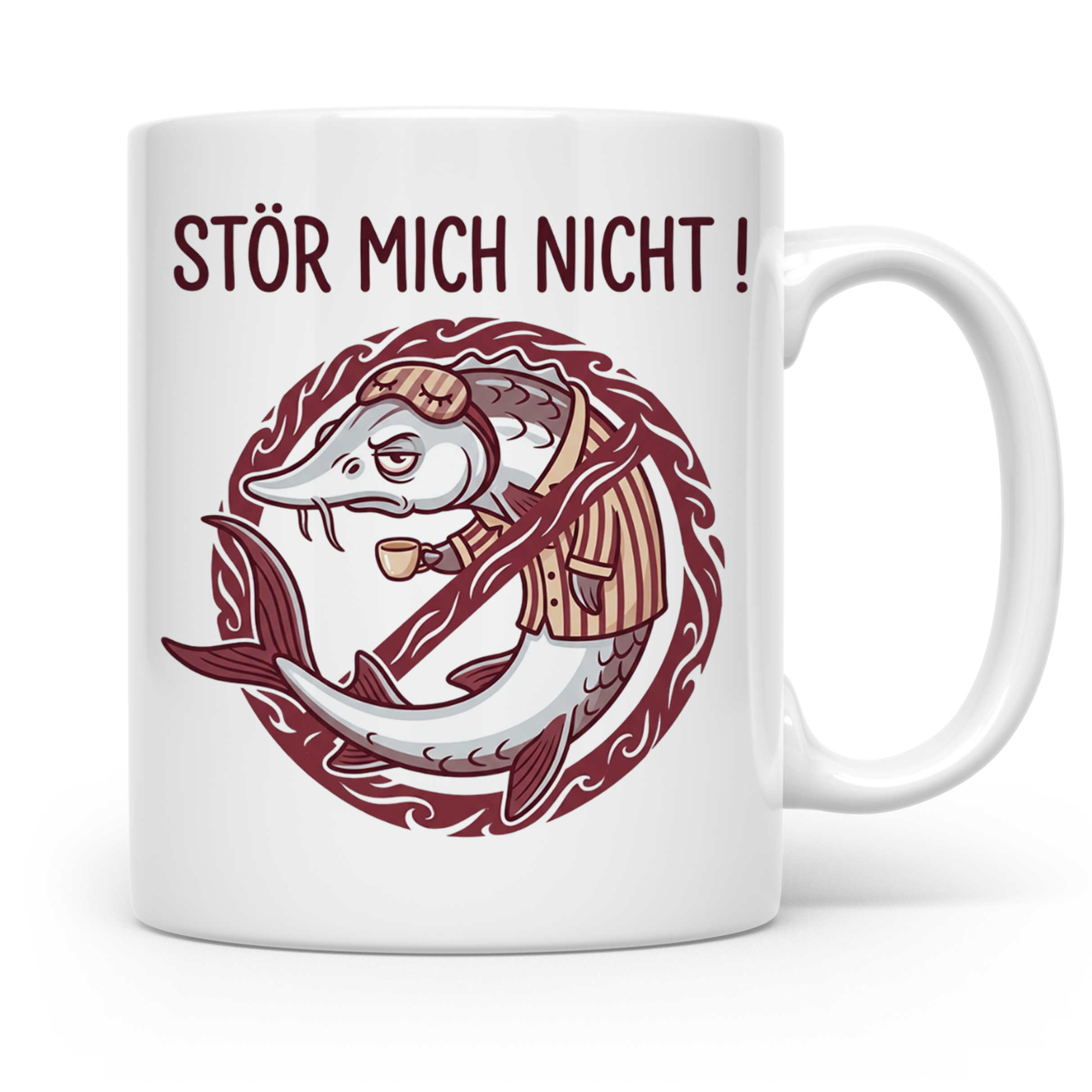 Stör Mich Nicht Tasse lustiger Fisch Spruch, Kaffeetasse für – Weiß [farbe:weiß]