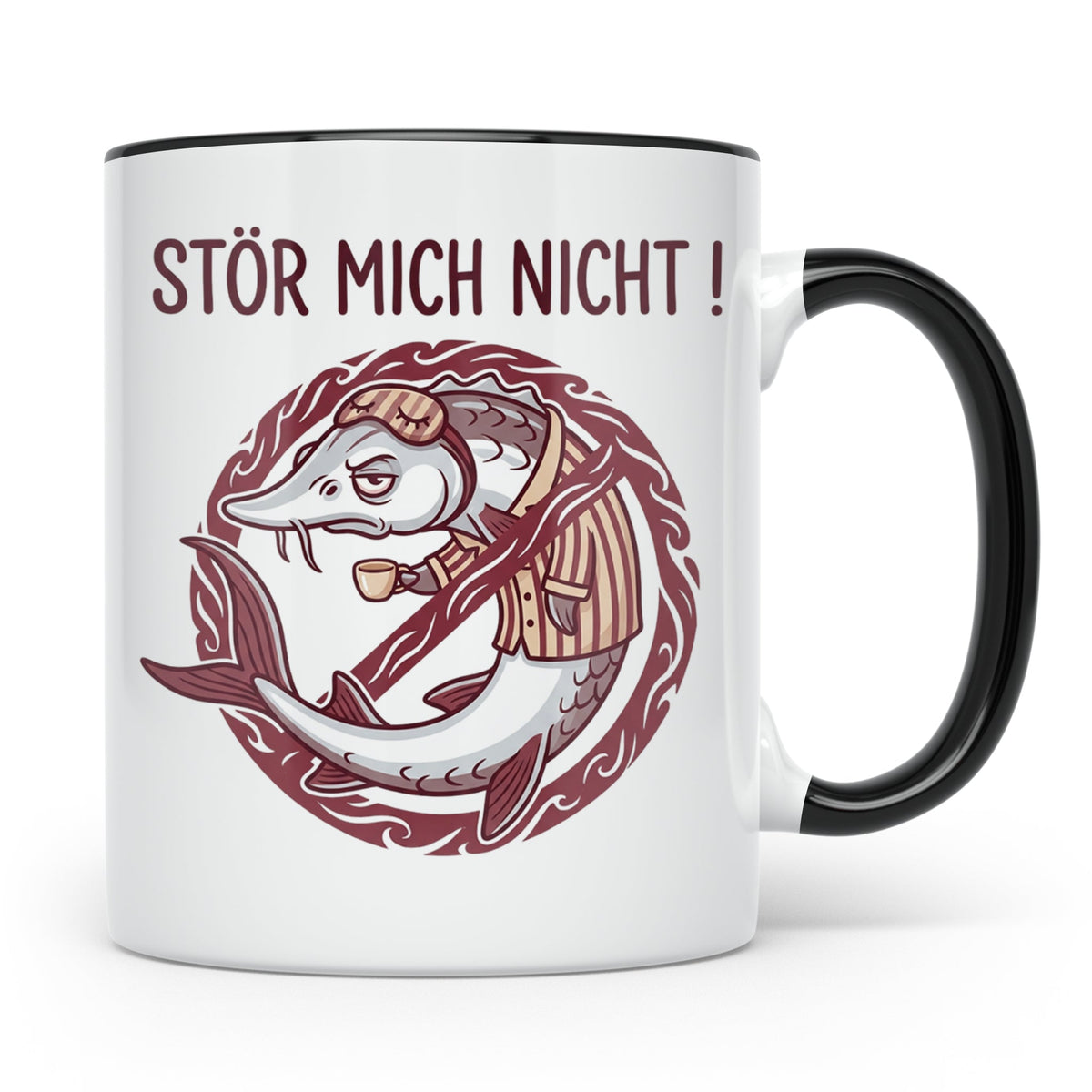 Stör Mich Nicht Tasse lustiger Fisch Spruch, Kaffeetasse für – Schwarz [farbe:schwarz]