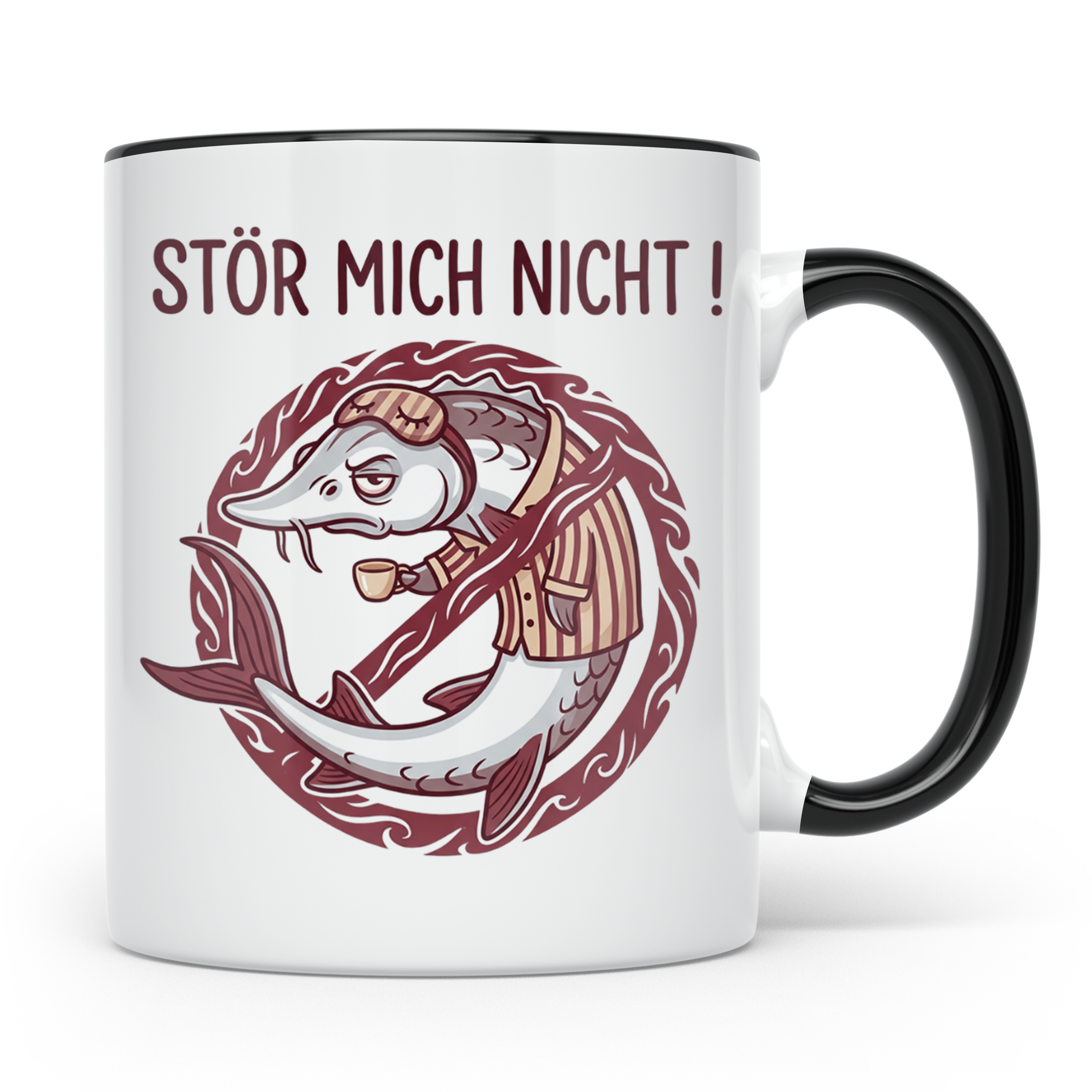 Stör Mich Nicht Tasse lustiger Fisch Spruch, Kaffeetasse für – Schwarz [farbe:schwarz]