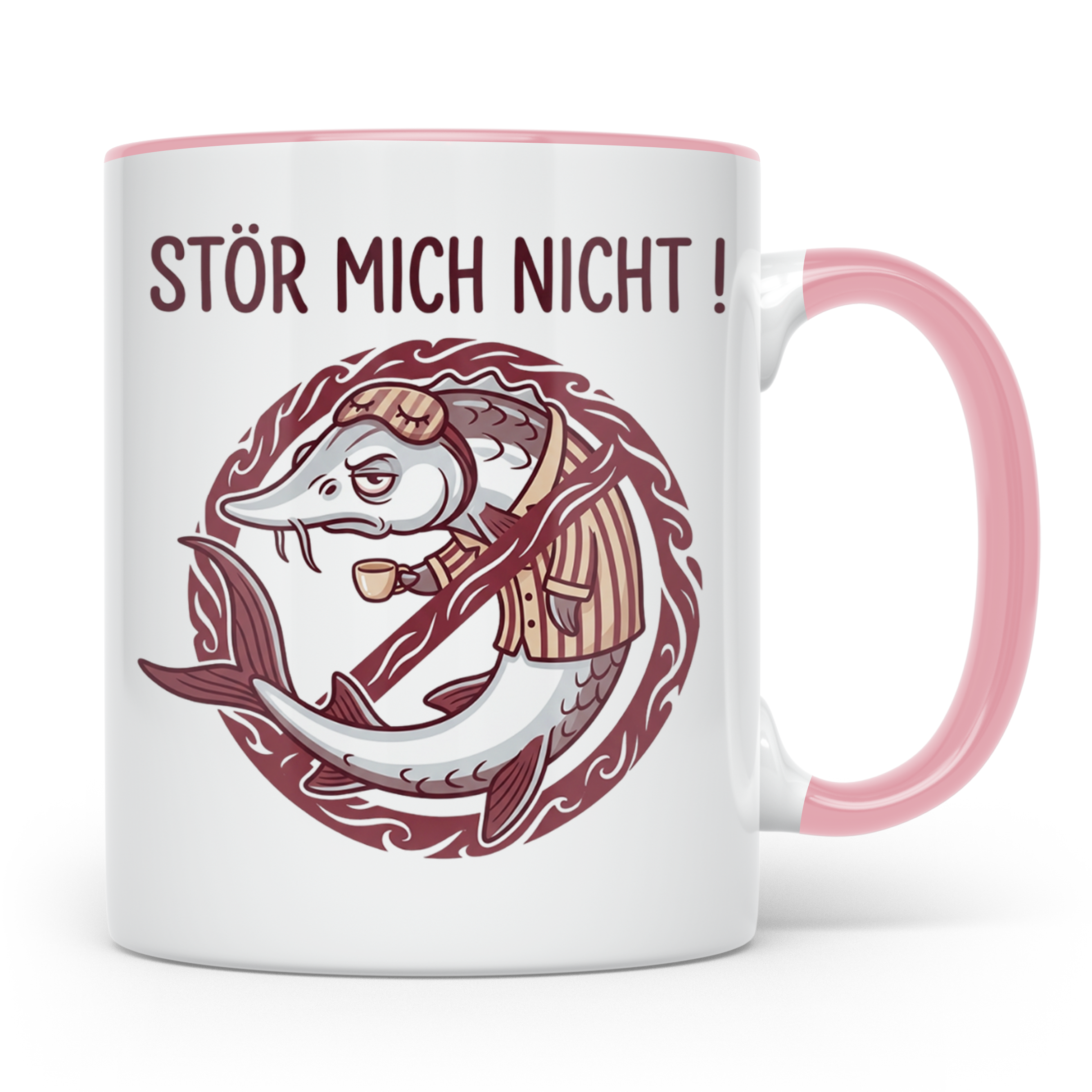 Stör Mich Nicht Tasse lustiger Fisch Spruch, Kaffeetasse für – Rosa [farbe:rosa]