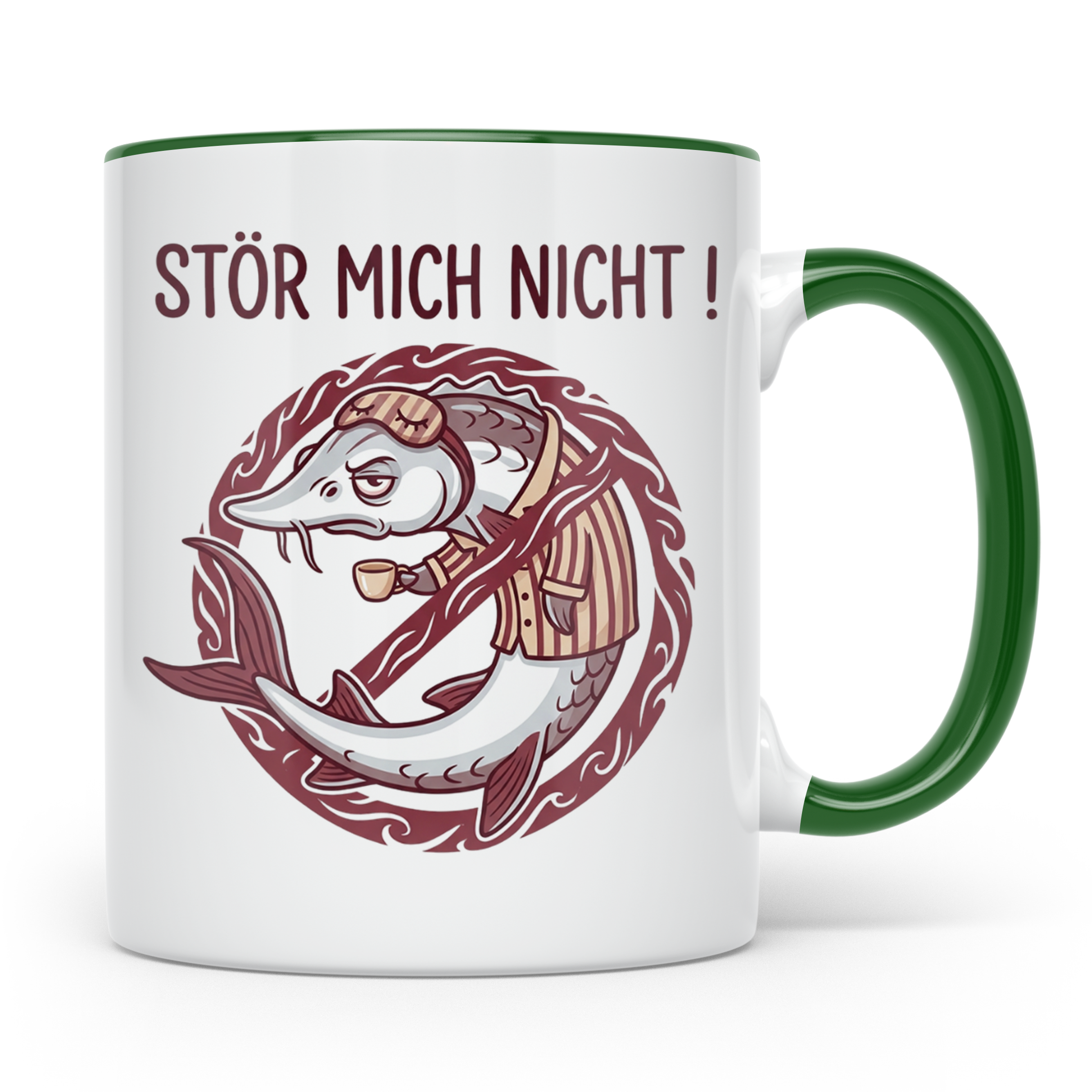 Stör Mich Nicht Tasse lustiger Fisch Spruch, Kaffeetasse für – Grün [farbe:grün]